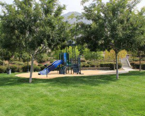 Azusa CA playground with grass and trees maintained by Garden View