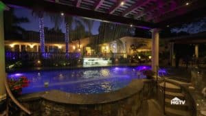 night view of swim up bar